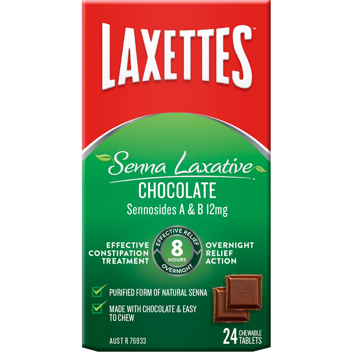 Laxettes Senna Chocolate Squares Laxatives 24 Pack