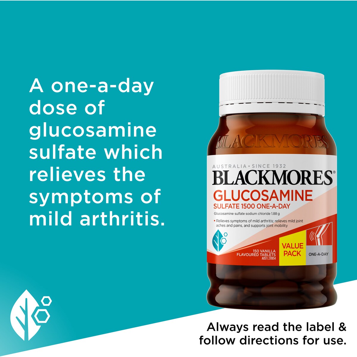 Blackmores Glucosamine Sulfate 1500mg Joint Health Vitamin Tablets 150 pack