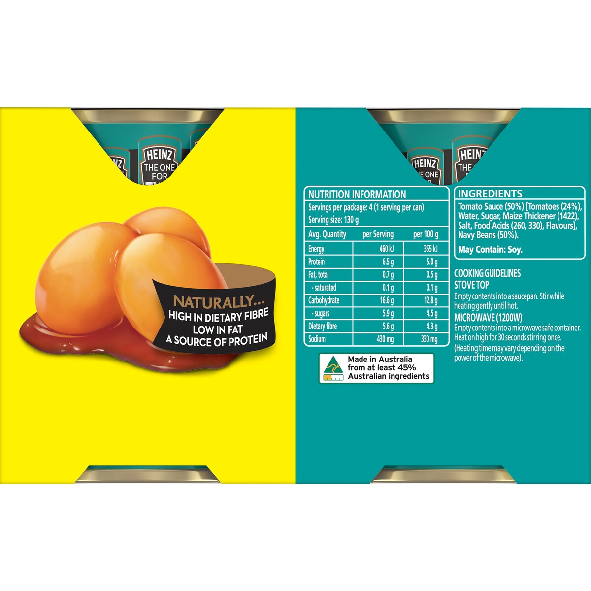 Heinz Beanz Baked Beans In Tomato Sauce Multipack 130g X4 Pack