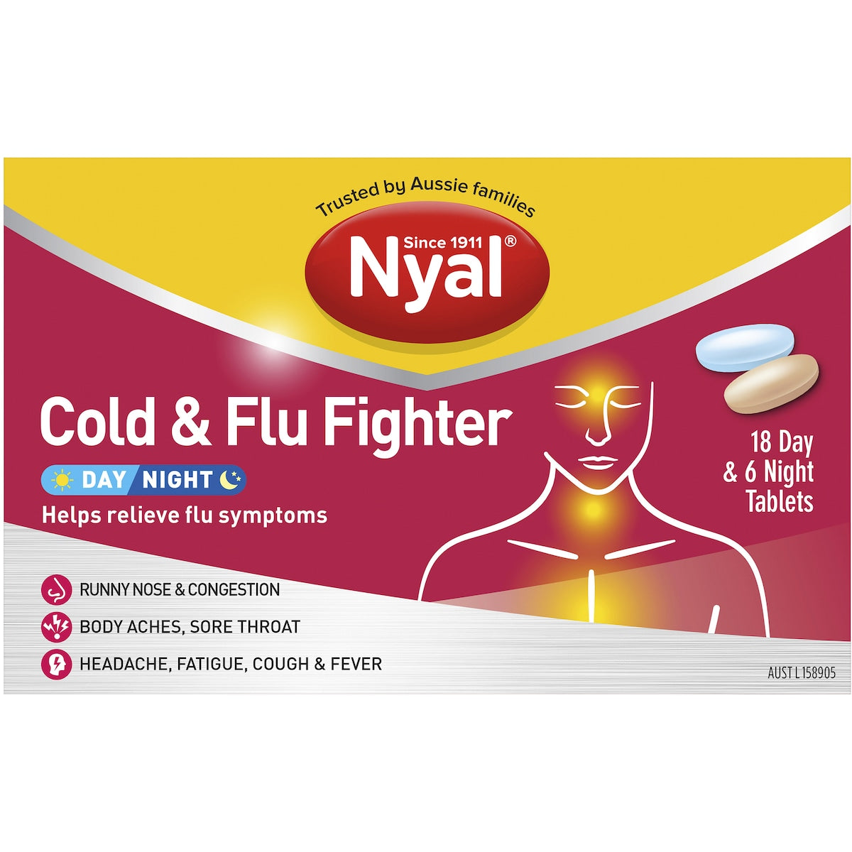 Nyal Cold & Flu Fighter Day & Night Tablets 24 Pack