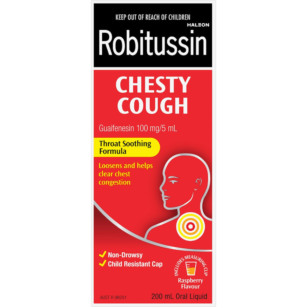 Robitussin Chesty Cough Oral Liquid For Chest Congestion Raspberry 200ml