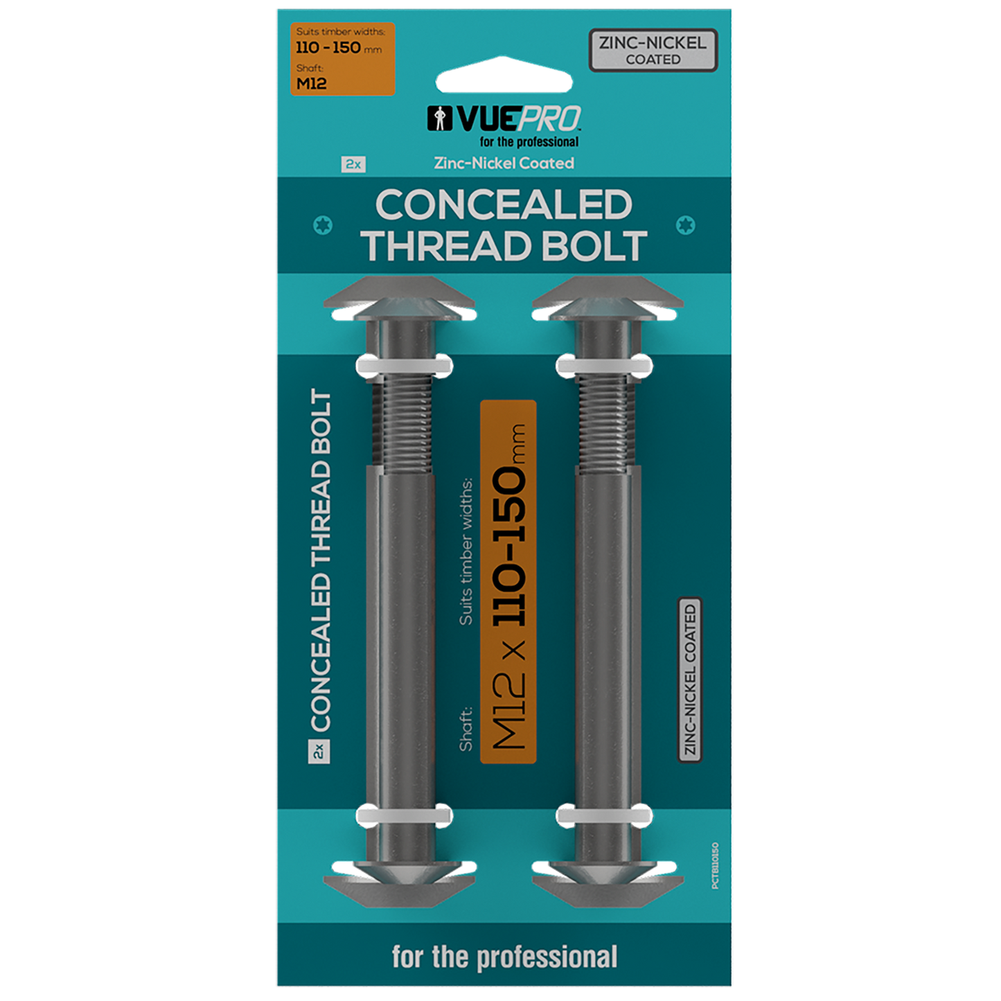 Vuepro Concealed Thread Bolt - 150mm