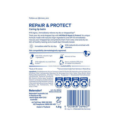 Nivea Lip Repair & Protect Lip Balm For Dry Lips & Cracked Lips 4.8g