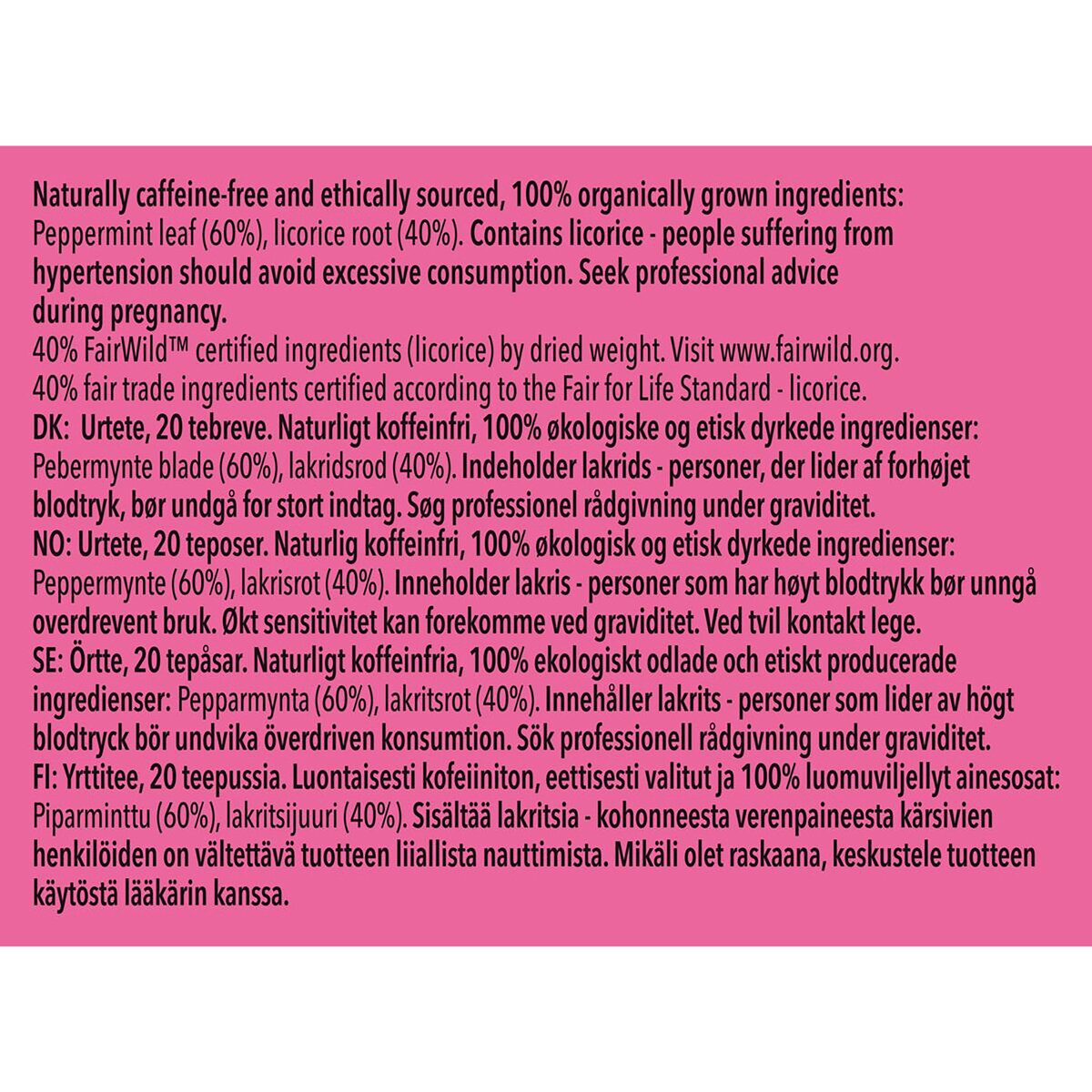 Pukka Peppermint & Licorice Organic Herbal Tea Sachets 20 pack