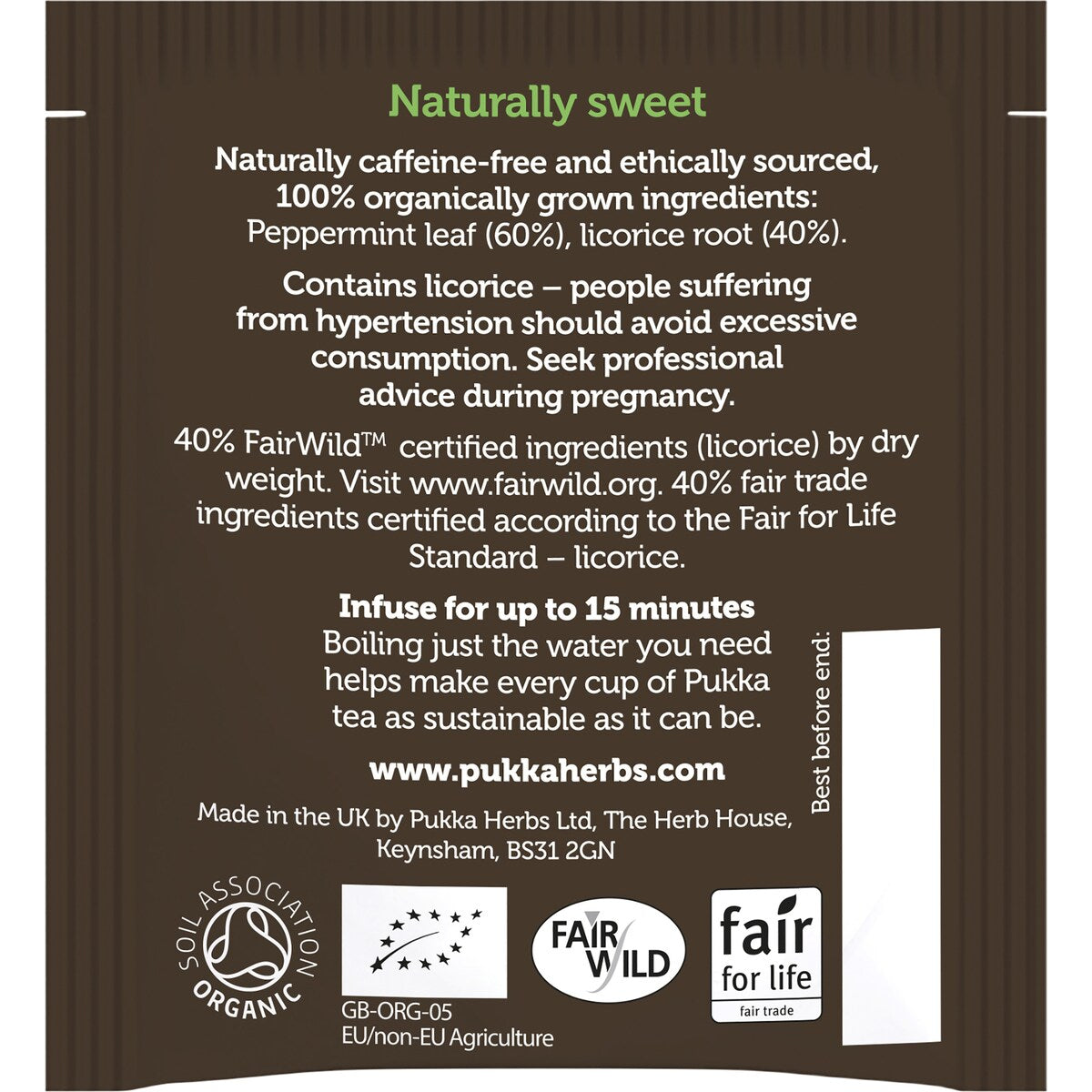 Pukka Peppermint & Licorice Organic Herbal Tea Sachets 20 pack