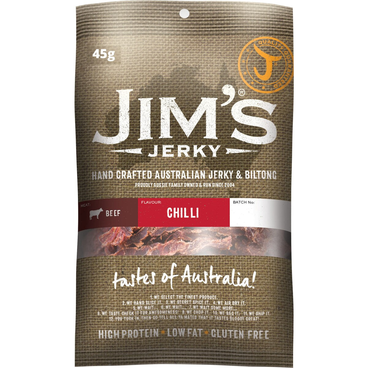 Jims Jerky Chilli Beef 45g