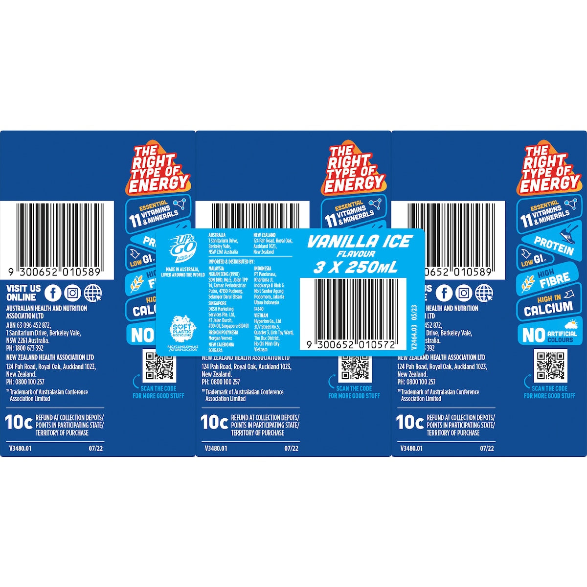 Up&go Liquid Breakfast Vanilla Ice 250ml X 3 Pack