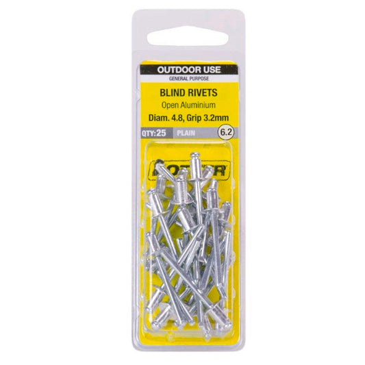 Otter Open Aluminium Blind Rivets - 8 x 3.2mm - 25 Pack