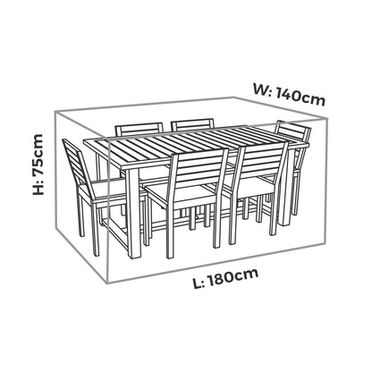 Mojo All Weather Small Rectangle Table & Chairs Cover - 1800 x 750 x 1400mm