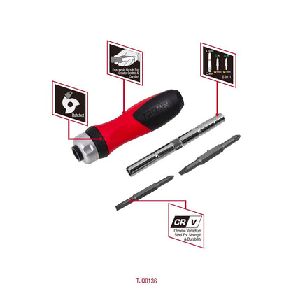 Trojan Ratcheting Screwdriver - 6 in 1