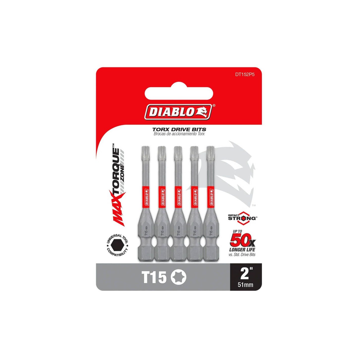 Diablo Power Bit T15 - 2" - 5 Pack