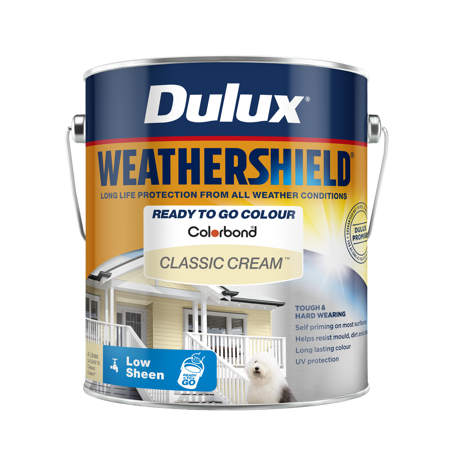 Dulux Weathershield Low Sheen Exterior Paint - 4L - Classic Cream