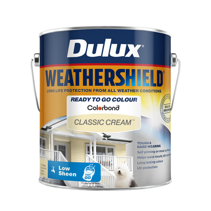 Dulux Weathershield Low Sheen Exterior Paint - 4L - Classic Cream