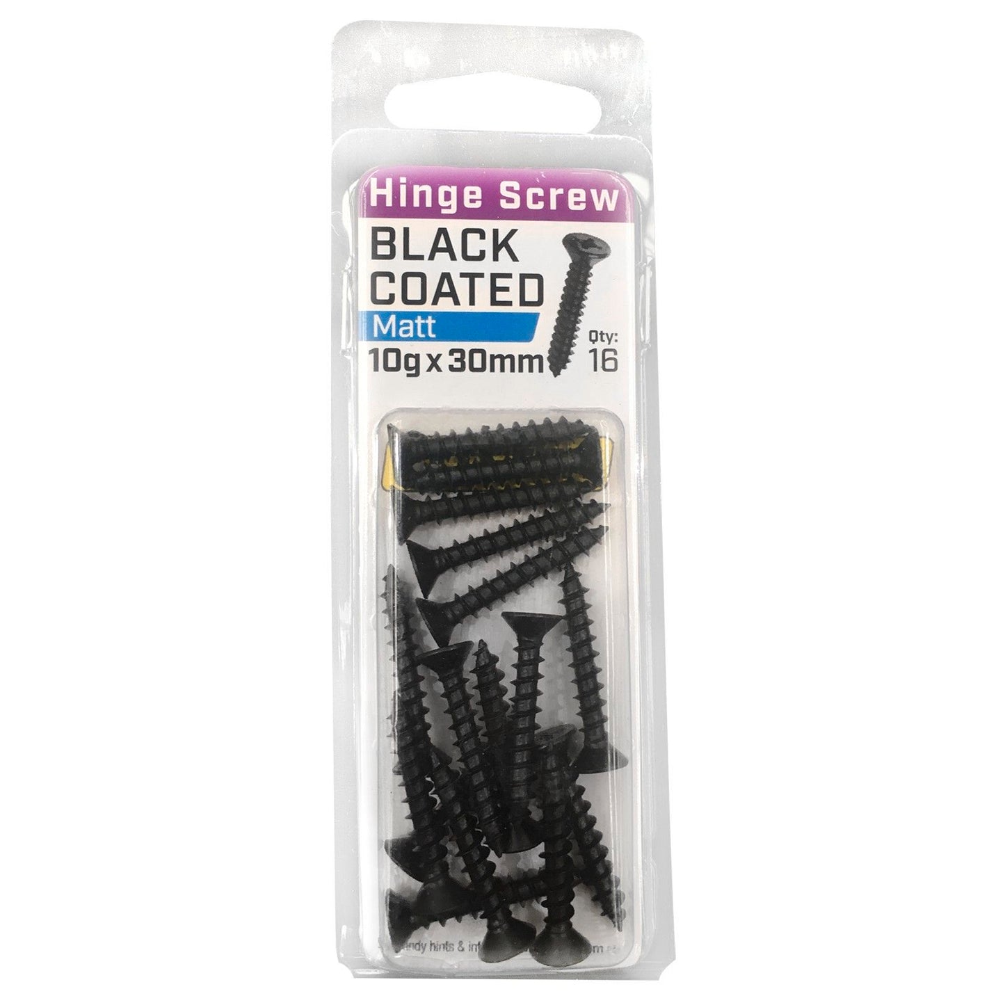 Otter Black Coated Hinge Screws - 10 x 30mm - 16 Pack