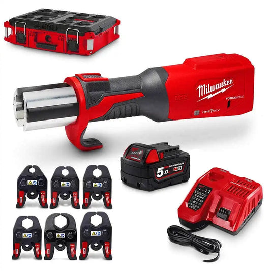 MILWAUKEE 18V 1 x 5.0Ah ONE KEY FORCE LOGIC Press Tool + Jaws Kit M18OBLHPT-501JPA