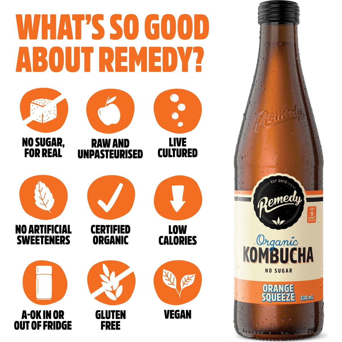 Remedy Kombucha Orange Squeeze 330mL