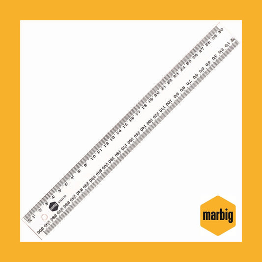 Marbig Clear Plastic Ruler 30cm Each