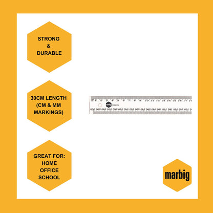 Marbig Clear Plastic Ruler 30cm Each