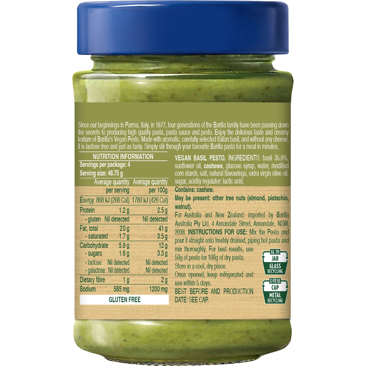 Barilla Pesto Sauce Basilico Vegan 195g