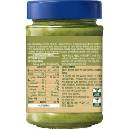 Barilla Basil Pesto Vegan Pasta Sauce 190g
