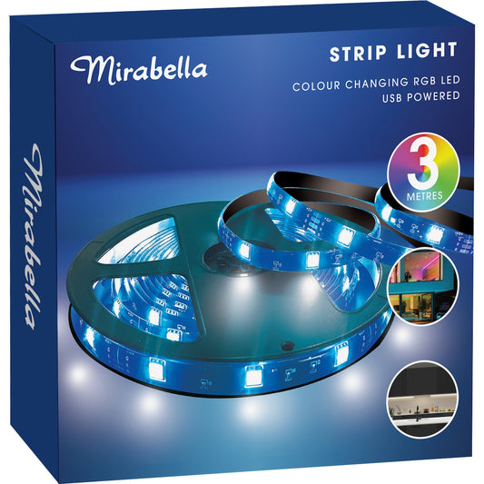 Mirabella Colour Changing LED Strip Light USB 3 Metres each