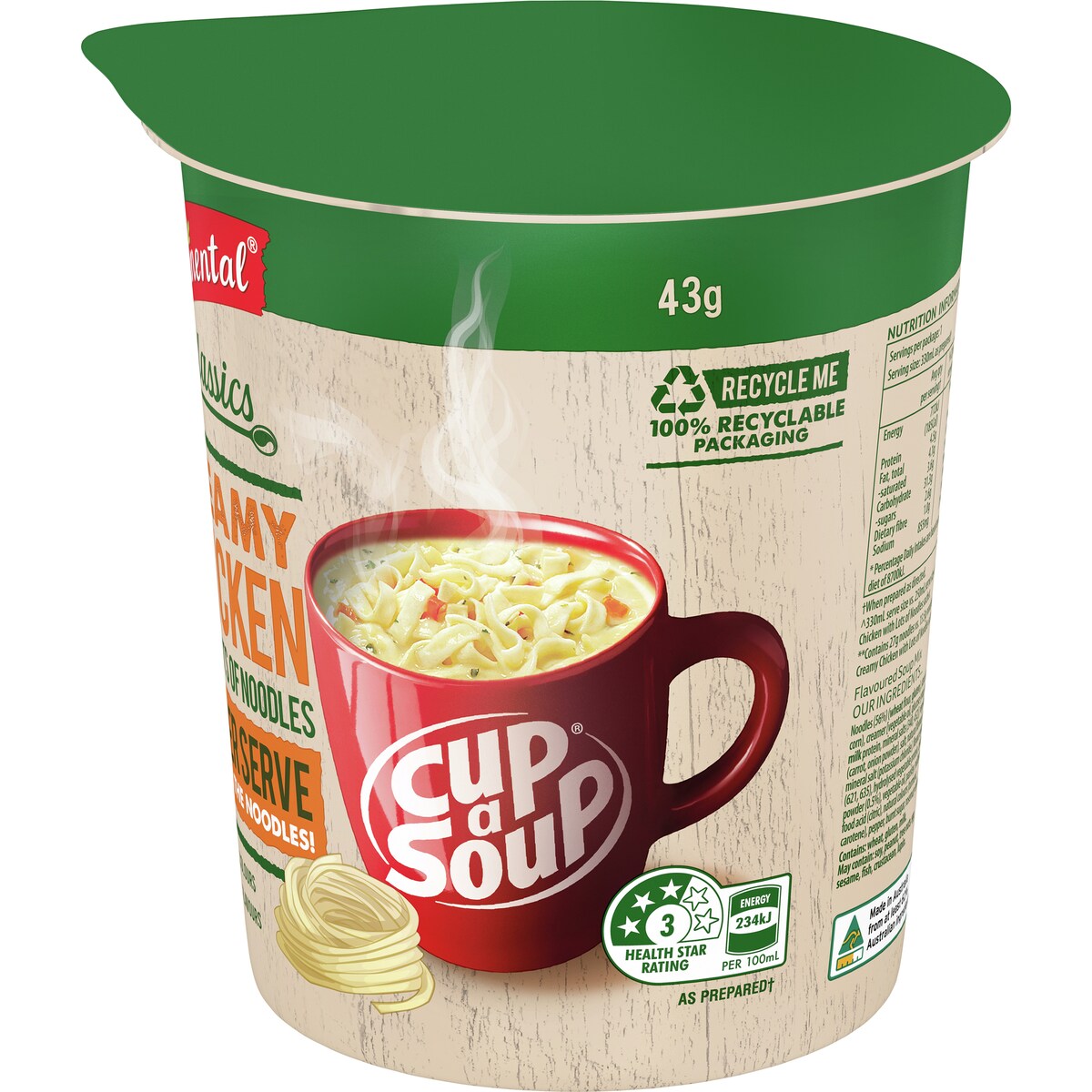 Continental Classics Cup A Soup Creamy Chicken Noodles Single Serve 43g