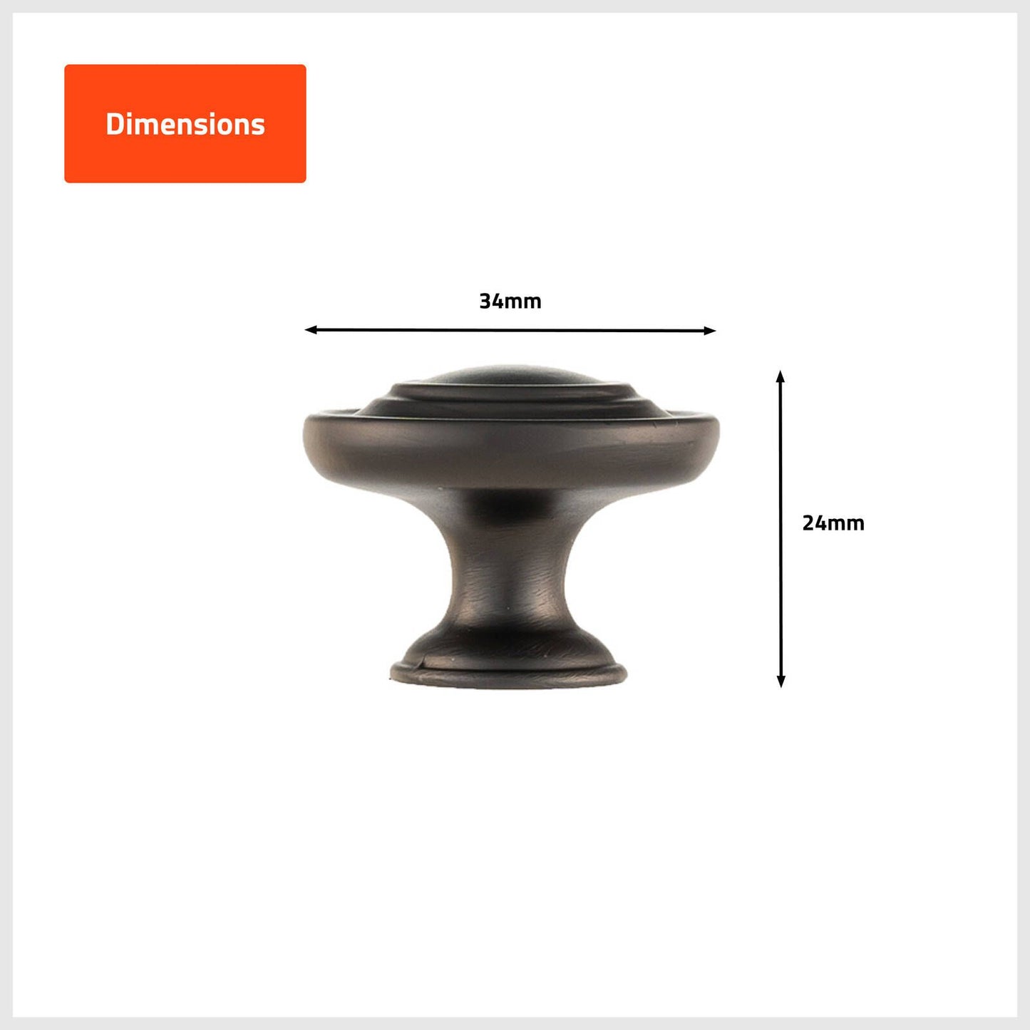 Taskmaster Round Cabinet Knob - 34mm - Gunmetal