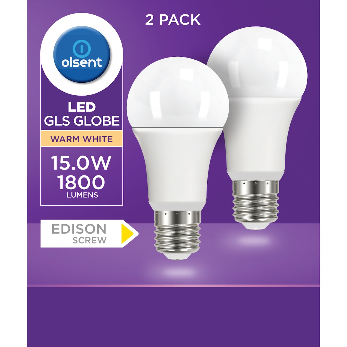 Olsent Led Gls Es 15.0w 1800lm Warm White 2 Pack