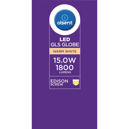 Olsent Led Gls Es 15.0w 1800lm Warm White 2 Pack