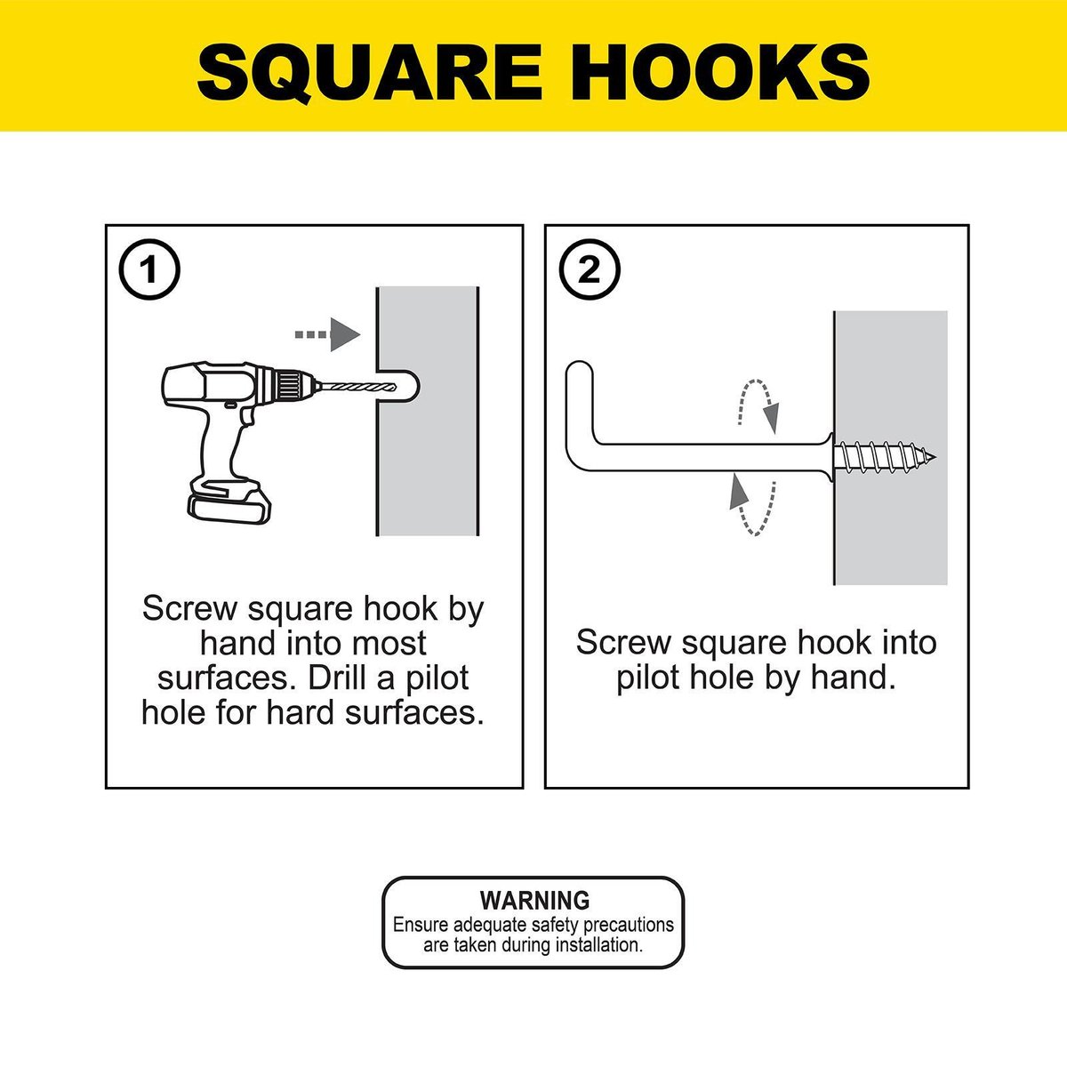 Everhang Square Hook - 50mm - PVC - Light Duty - 5 Pack