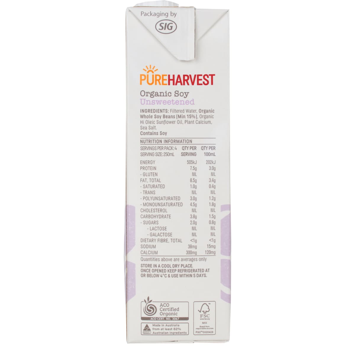 Pureharvest Organic Malt Free Soy Milk 1l