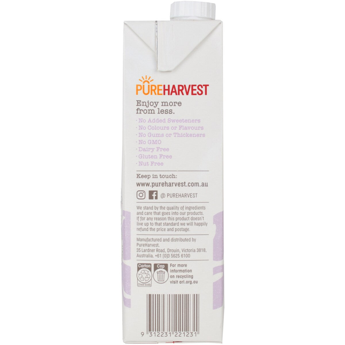 Pureharvest Organic Malt Free Soy Milk 1l