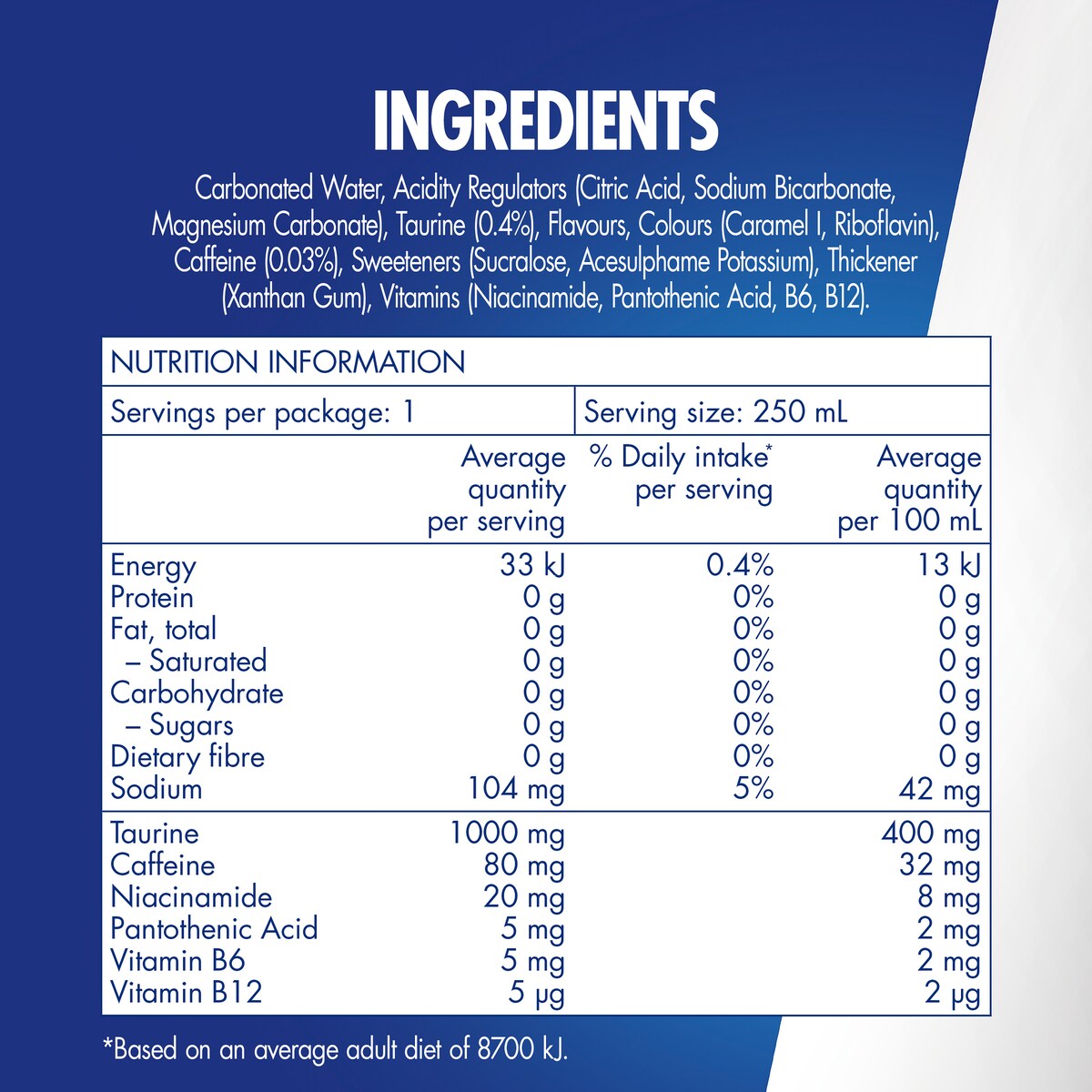 Red Bull Energy Drink Sugar Free 250mL