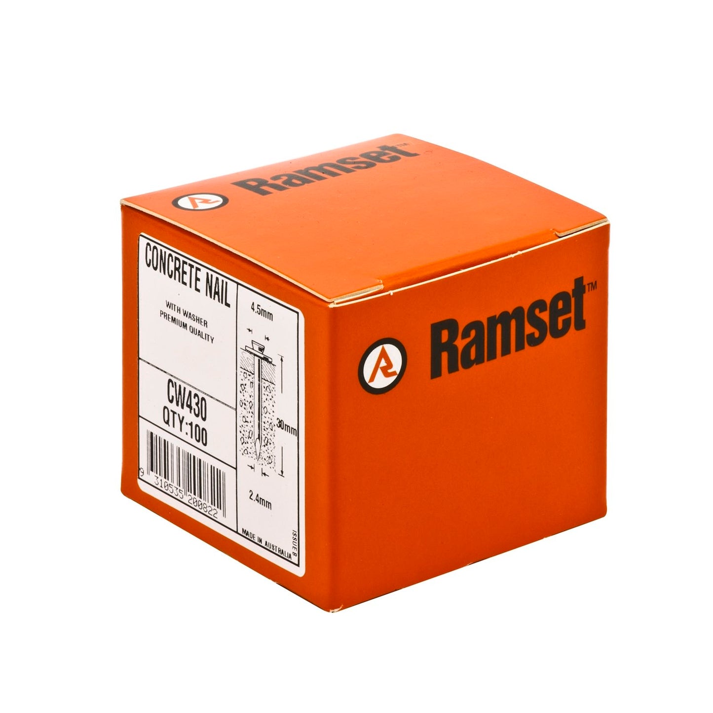 Ramset Concrete Nails with Washers - 2.4 x 30mm - 100 Pack