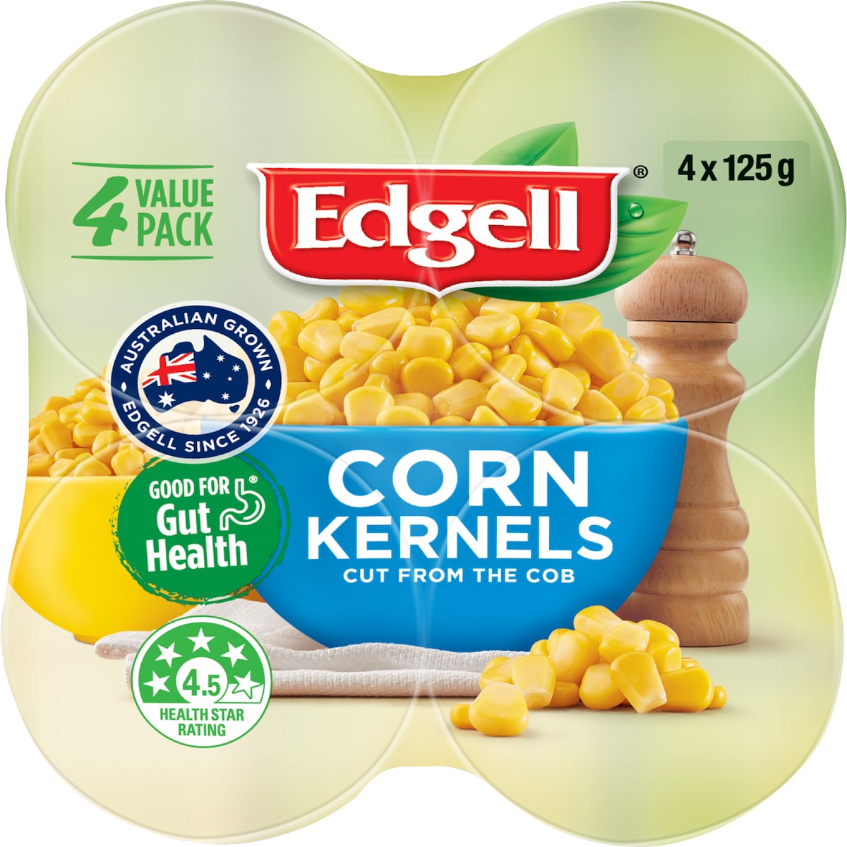Edgell Grown Sweet Corn Kernels 125g X 4 Pack