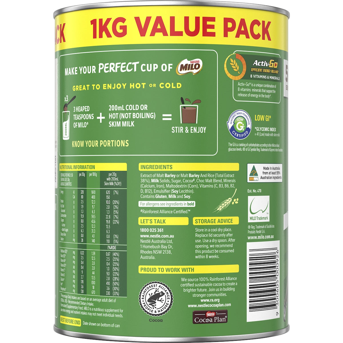 Nestle Milo Choc-malt 1kg
