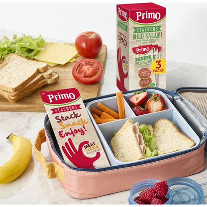 Primo Stackers Mild Salami Cheddar Cheese & Crackers 3 Pack