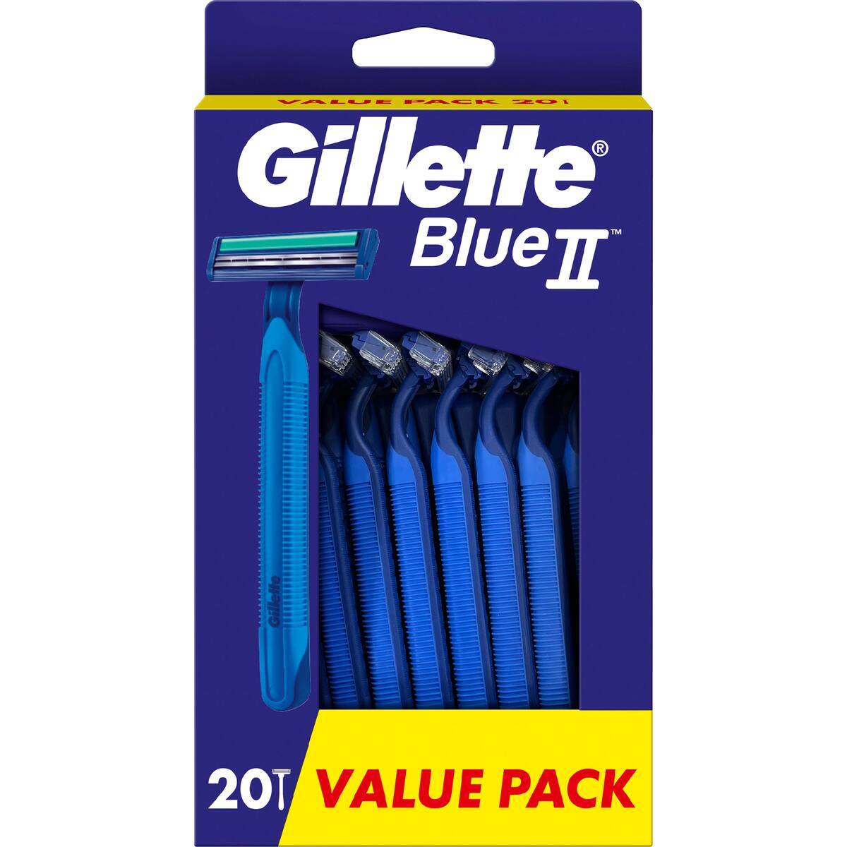 Gillette Blue Ii Disposable Shaving Razor Plus 20 Pack