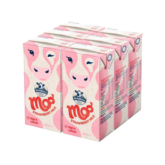 Devondale Moo Flavoured Strawberry Multipack Milk 200ml - 6 pack
