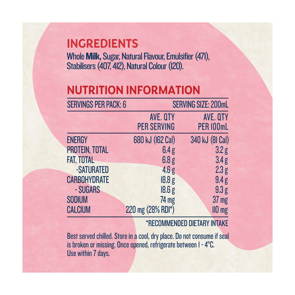 Devondale Moo Flavoured Strawberry Multipack Milk 200ml - 6 pack