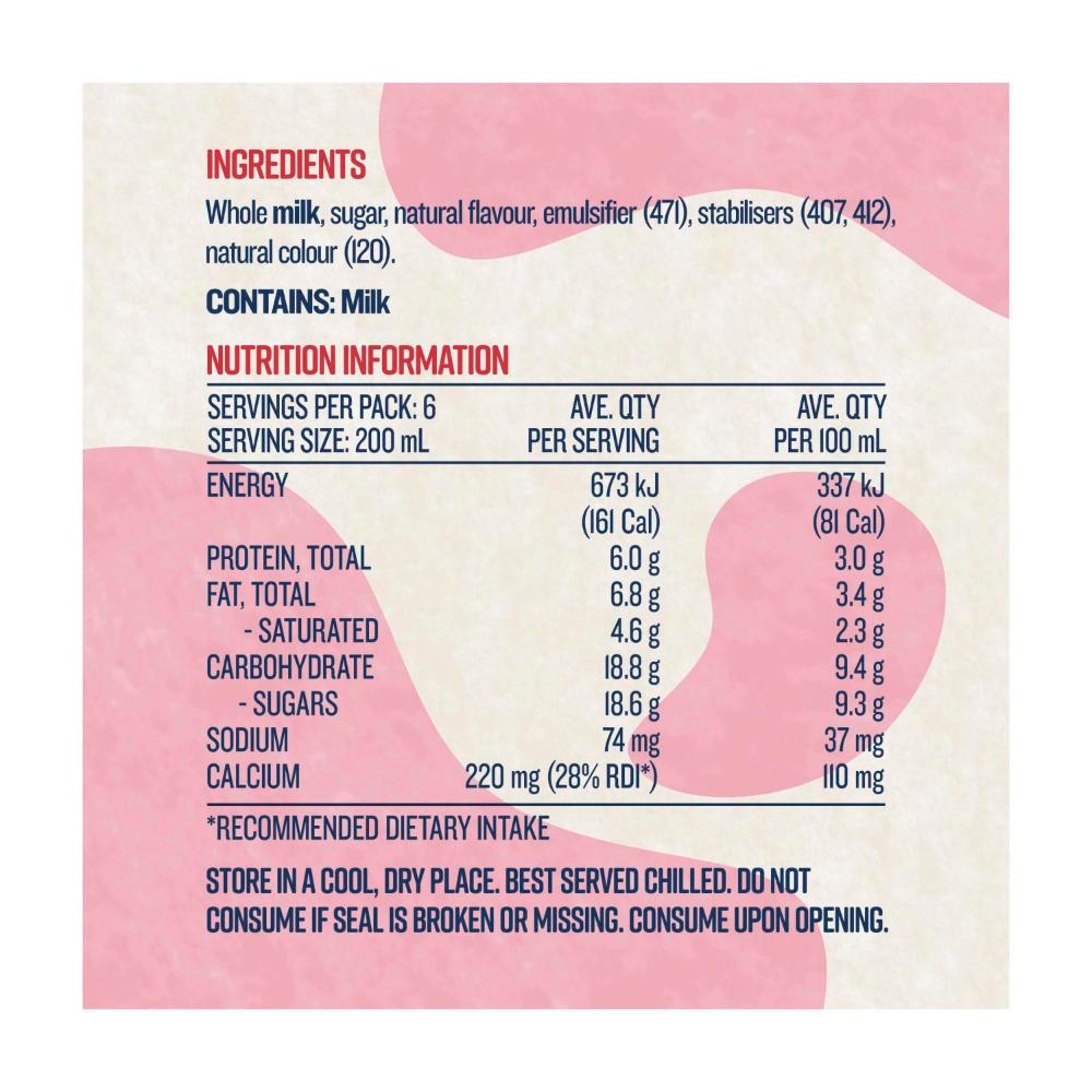 Devondale Moo Flavoured Strawberry Multipack Milk 200ml - 6 pack