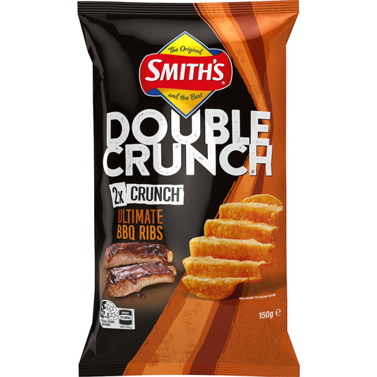 Smith's Double Crunch Potato Chips Share Pack BBQ Ribs 150g