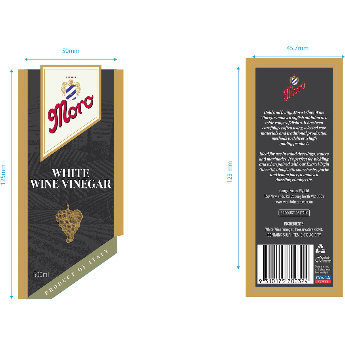 Moro Vinegar White Wine 500ml