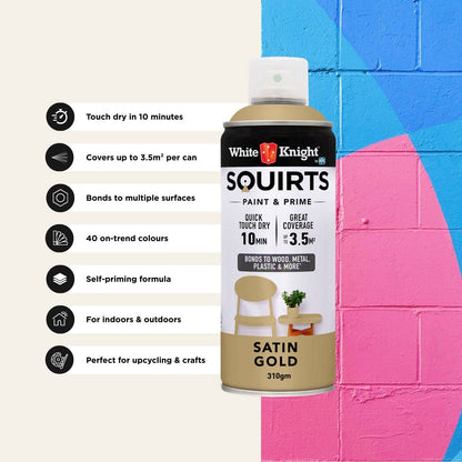 White Knight Squirts Gold Satin Spray Paint - 310g
