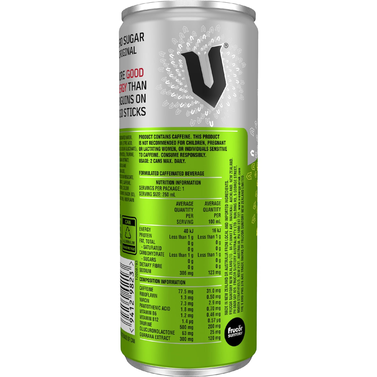 V Energy Zero Sugar Drink 250ml