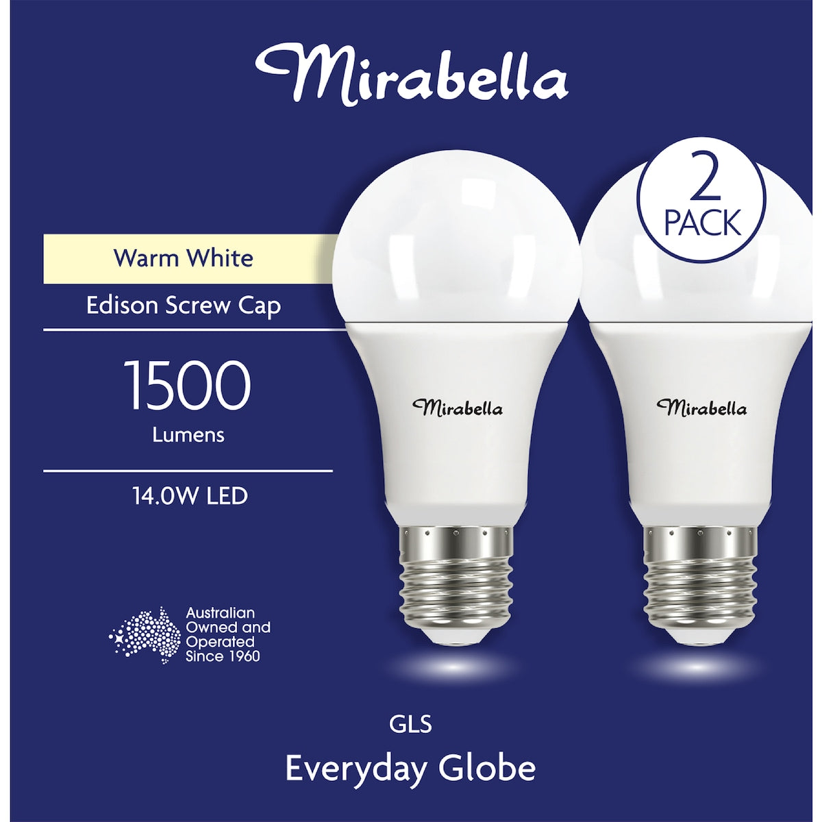 Mirabella Led Gls Es 14.0w 1500lm Warm White 2 Pack
