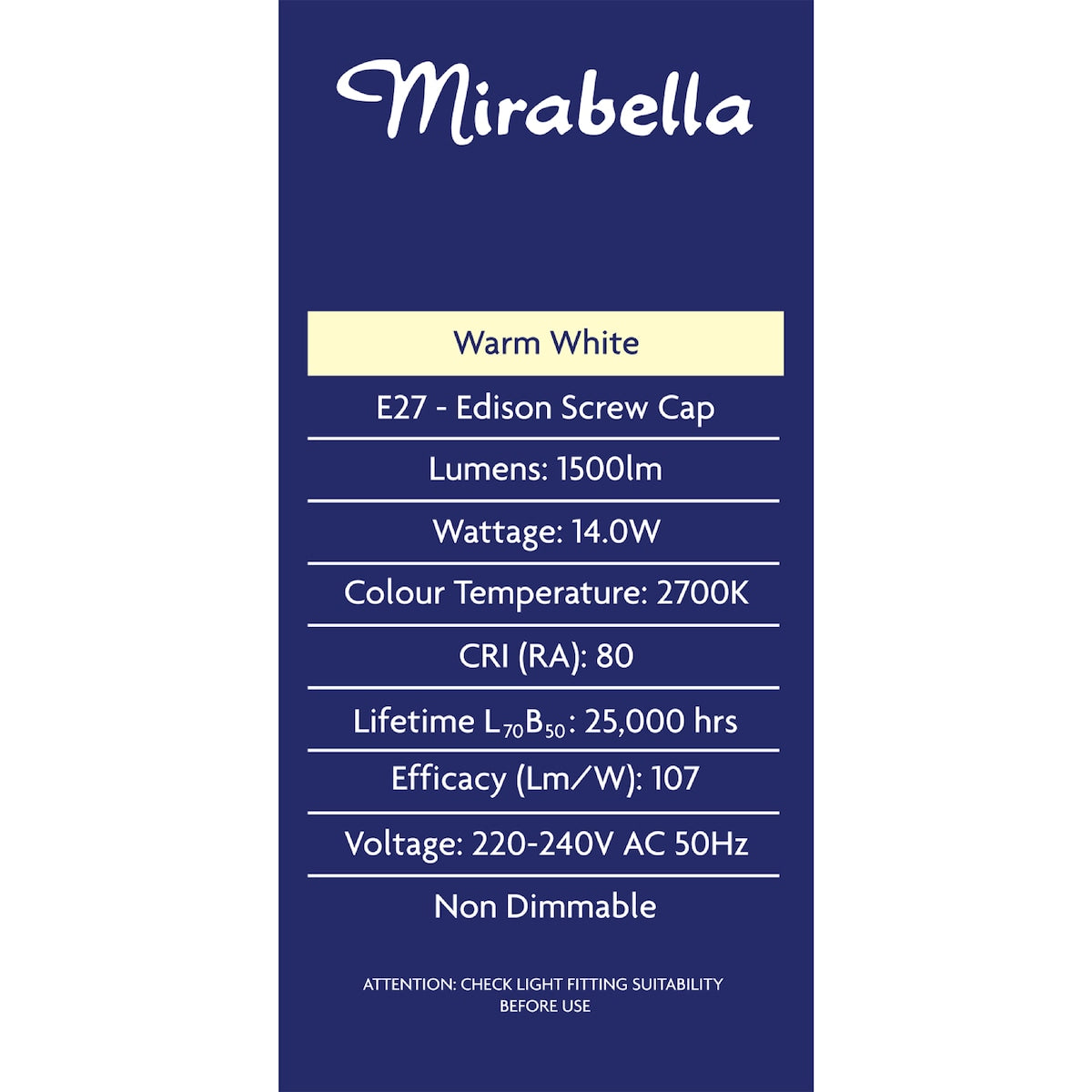 Mirabella Led Gls Es 14.0w 1500lm Warm White 2 Pack