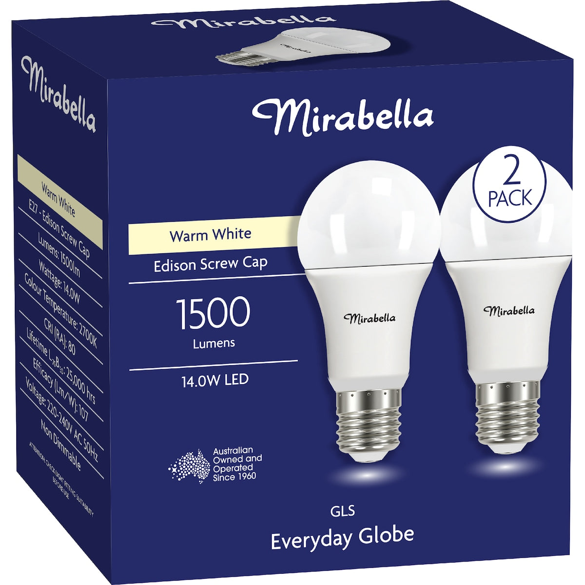 Mirabella Led Gls Es 14.0w 1500lm Warm White 2 Pack