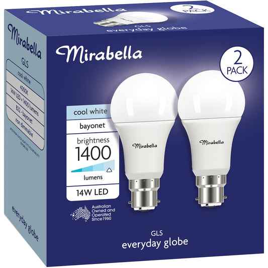 Mirabella Led Gls Bc 14w 1400lm Cool White Each