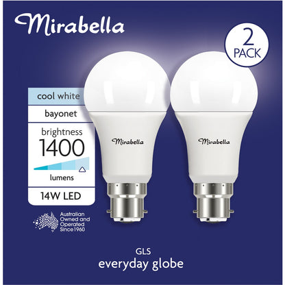 Mirabella LED GLS BC 14W 1400lm Cool White each